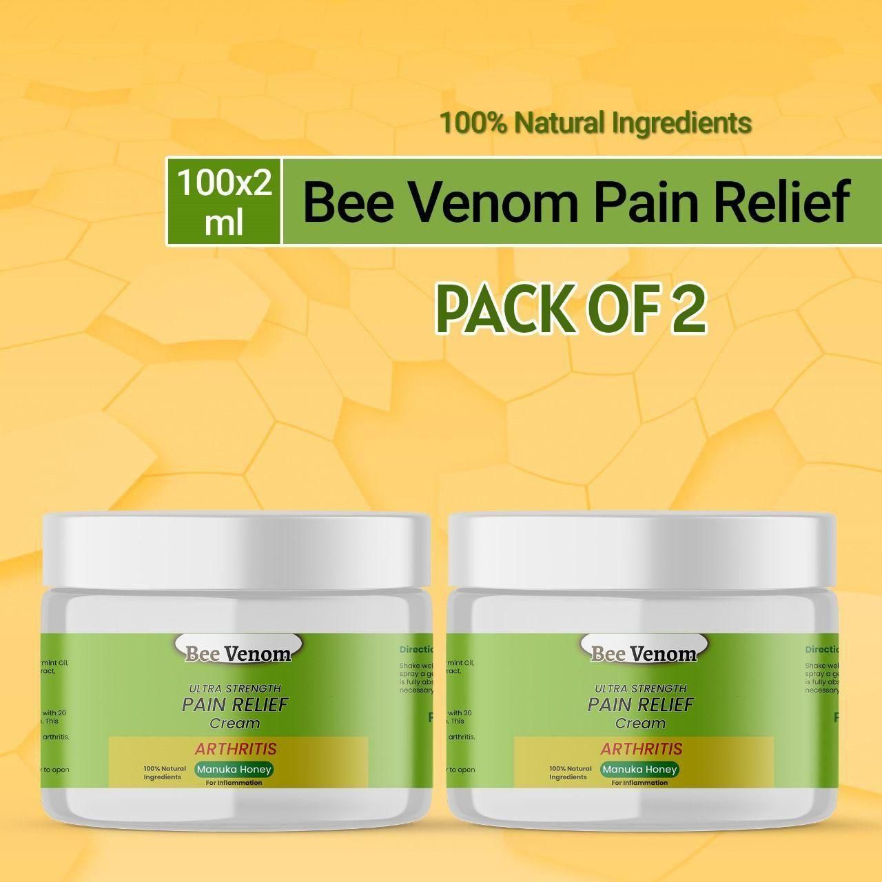 Natural Bee Venom Ultra Strength Pain Relief Cream (Pack of 2)