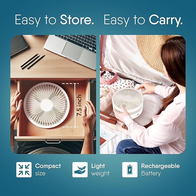 Adjustable Height Telescopic Rechargeable Standing Fan