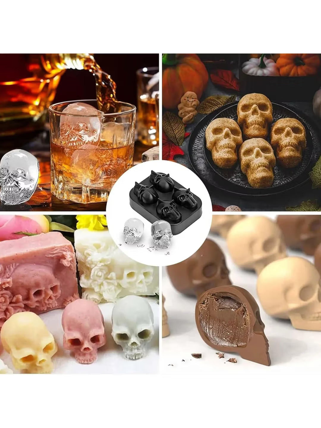 3D Skull Silicon Ice Cube Tray
