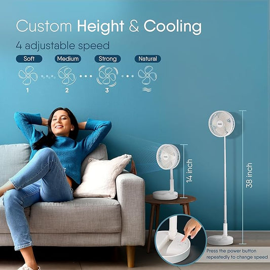 Adjustable Height Telescopic Rechargeable Standing Fan